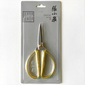 Zhang Xiao Quan Household Scissors 6.75" w/ Gold Dragon Phoenix Relief Handle